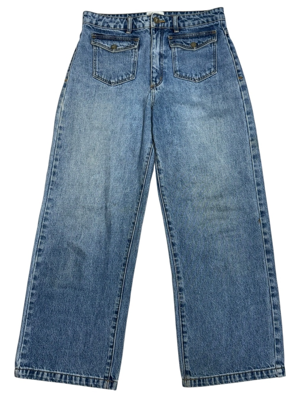 Abrand A 94 High & Wide Utility Jeans Blue Patch Pocket Sailor Denim Size 12/30